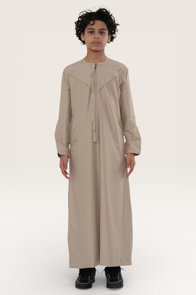 Kinderen jongens beige Ramadan Marokkaanse Jubba gewaad Djellaba Kaftan Eid Thobe LFS-K-TT-006