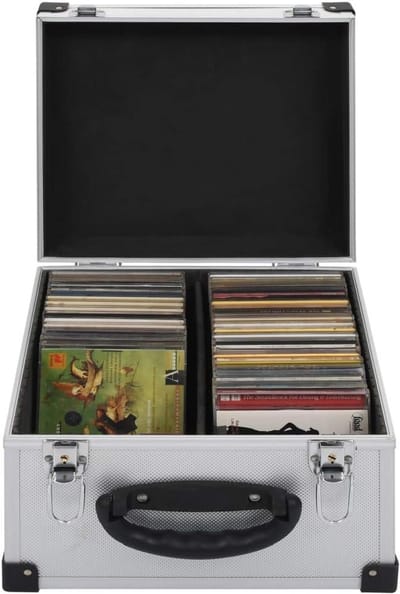 CD Koffer - Opbergdoos Media - Cd's Organiseren - Afsluitbaar Aluminium Frame - 295x295x185 cm - Zilver