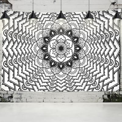 Tapisserie Mandala Boho Grande Tenture Murale Tapisseries Hippie en Polyester Tapisserie Bohème Tapis de Yoga Tapis Décoration de Dortoir d'Université 95x70CM