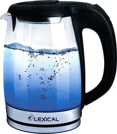Lexical-LEK.1047-Elektrische Glazen Waterkoker 1,8 L- 1500 W-Zwart-Rvs.