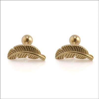 Aramat Jewels | Piercings | Helix Piercing veertje Goudkleur | | | |10mm | Staal | Volwassenen | Verkleurd niet