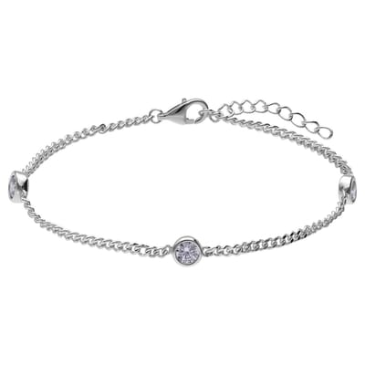 Lucardi - Dames Zilveren armband met zirkonia - Armband - 925 Zilver - Zilverkleurig - 19 cm