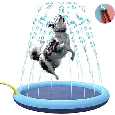 Hondenzwembaden-honden bad-zwembad-honden bad-honden- en kinderzwembad met leuningen - Voor grote honden - 0,50 mm dik, duurzame waterspeelmat voor buiten, tuinspeelgoed voor de zomer-blauw-170cm