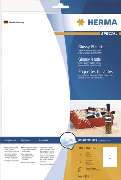 HERMA fles-etiketten, 90 x 120 mm, wit, glanzend