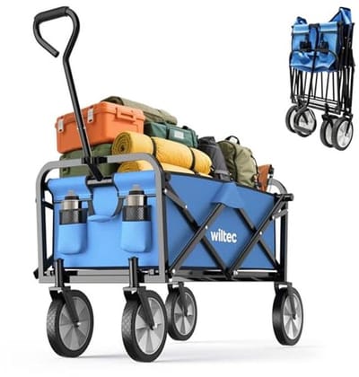 Vouwbare Handkar - Transportkar - Spullen Vervoeren - Draagkracht 68 kg - 80x46 cm - Blauw Zwart