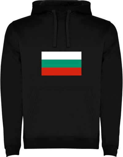 Zwarte Hoodie met Wereldse vlag land Bulgarije Full Color Maat M