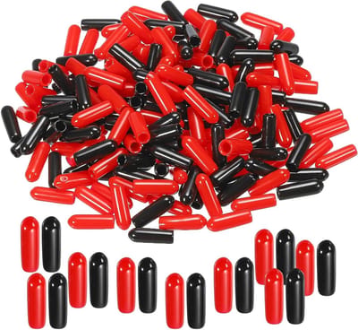 4mm Ronde Rubber Einddoppen - 160 Stuks Flexibele Vinyl Boutenbeschermers voor Metaal, Zwart-Rood, Ideaal voor Buizen en Stangen