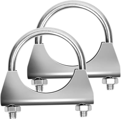 2 Stuks 304 RVS U Klemmen voor Uitlaat 50mm (2 inch) met Saddle Flens voor Uitlaatpijp en Geluidsdemper