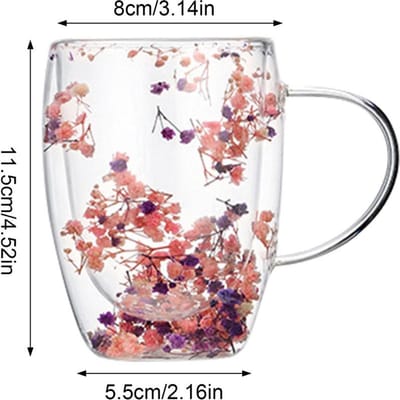 Droogbloemen Dubbelwandige Glazen Beker Met Handvat 350ml Dubbellaagse Mokken Koffiekopjes Hittebestendig Melkbeker Keukenbenodigdheden 350ml