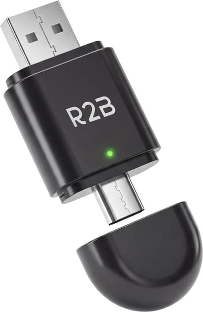 R2B Dongle Geschikt voor CarPlay en Android Auto - Draadloze Adapter - USB-A en USB-C - Plug and Play - Auto Accessoires