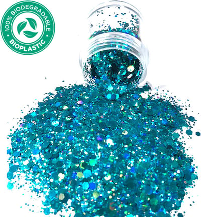 GlittersXL - Chunky Glitters (Turquoise) Biologisch Afbreekbaar [Volume 8g - Festival Jewels Glitter Outfit Lichaam en Gezicht - Make-up Diamond Dots Face Body - Diamantjes Strass Steentjes - Kinderen Volwassenen Dames Makeup Tattoo]