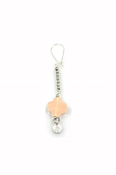 Heaven Eleven - oorbel - 925 zilver met zalmkleurige bloem