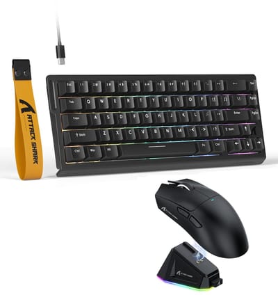 Attack Shark Pro Pack 2 - X 68HE & X11 - Wired Toetsenbord en Draadloze Gaming Muis - RGB Verlichting - Oplaadstation