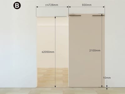 Vente-unique Schuifdeur in hout en MDF met onzichtbare rails - Licht eiken - 93 x 210 cm - BOCAZI