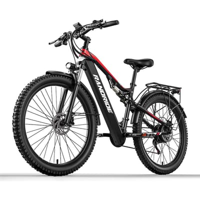 RANDRIDE YG90 Elektrische Fiets 1000W Krachtige Motor 48V17AH Batterij Hydraulische Rem E-bike Volwassene 27,5 Inch/29 Inch Band Elektrische Fiets YG90-Black-27.5 Inch