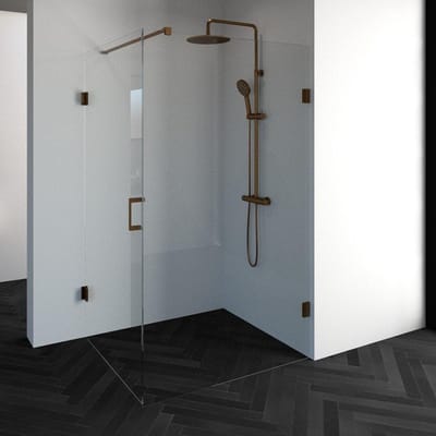 Brauer Void douchecabine met draaideur helder glas 100x120x200 incl. glascoating PVD koper geborsteld