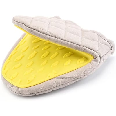 1 stuks Universele Hittebestendige Handclip voor Links en Rechts Siliconen Anti-verbrandings Ovenhandschoen Pannenlap Keuken Siliconen Handschoenen yellow