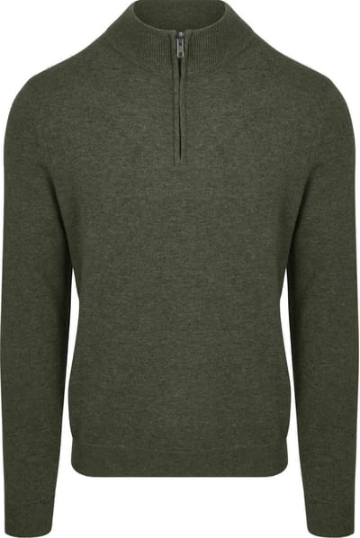 Steppin' Out Half Zip Trui Merinowol Olijfgroen - Maat 3XL - Heren - Pullovers