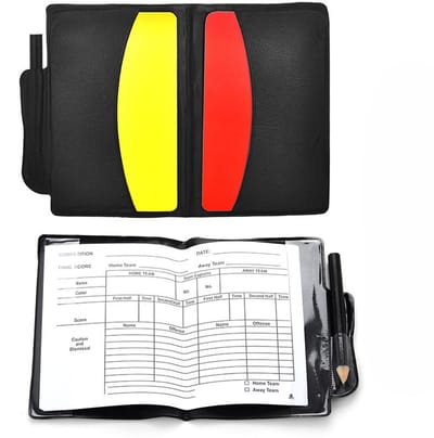 Scheidsrechterkaarten - Scheidsrechter set - Rode & Gele Kaart - met Registratieboekje & Potlood - Inclusief opbergmapje - Complete scheidsrechtersset – Sport - Voetbal accessoire - LOUZIR
