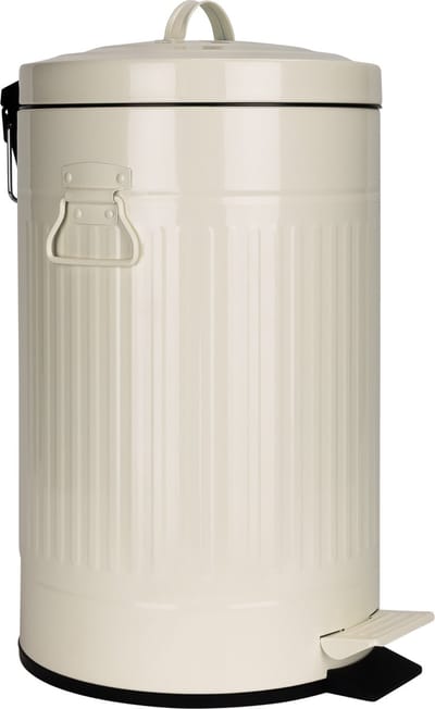 QUVIO Prullenbak 12 L - Prullenmand - Pedaalemmer - Afvalemmer - Papierbak - Papiermand - Met deksel en losse binnenemmer - Vuilbak voor keuken, kantoor, badkamer, toilet en slaapkamer - Metaal - 25 x 25 x 44 cm - Beige