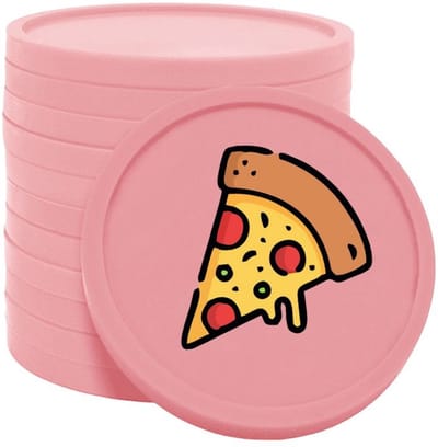 CombiCraft pizza consumptiemunten baby roze - Ø29mm enkelzijdig bedrukt - 100 stuks
