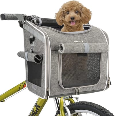 Zachte Fietstas voor Honden - Uitbreidbare Fietsrugzak voor Kleine Honden en Katten, Met 4 Open Zijdes