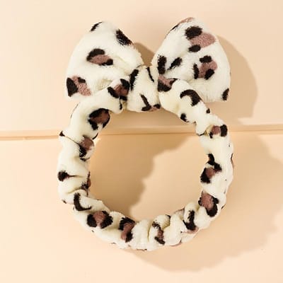 1 stuks Leuke Strik Hoofdband Gezicht Wassen Spa Huidverzorging Haarband Zacht Comfortabel Haaraccessoires Voor Vrouwen kleur luipaardprint