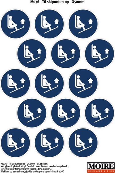 Pictogram sticker 75 stuks M036 - Til skipunten op - 50 x 50 mm - 15 stickers op 1 vel