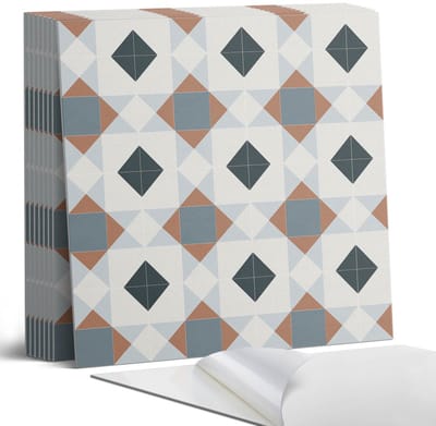 Coloray Plaktegels - Geometrisch tegelpatroon Portugese Tegels - 30 cm x 30 cm - Grijs Plaktegels - 9 stuks - Vierkant PVC Tegels - Plaktegels Keuken - Zelfklevende Vloertegels - Vinyl Tegels Zelfklevend - Zelfklevende Tegels