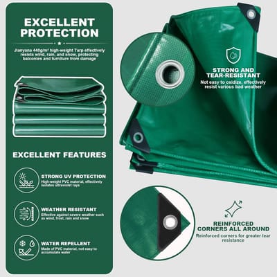 Waterdicht en Stevig Canvas Zeil 440 g/m² Groen met Versterkte Ogen en Touw