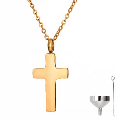 Luxe Ashanger - met Ketting (55 cm) - Voor As, Haren of Parfum - Assieraad - As Ketting - Gedenksieraad - Urn - As Hanger - Incl. As vuller en Opbergzakje - Medal Cross