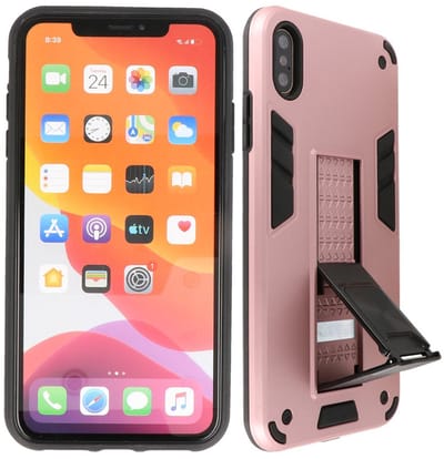 Hoesje met Magnetic Stand Hard Case Geschikt voor de iPhone Xs Max - Stand Shockproof Telefoonhoesje - Grip Stand Back Cover - Roze