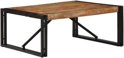 Vierkante Salontafel 80x80x35 cm - Gerecycled Massief Hout - Multikleurig Bijzettafel Woonkamer