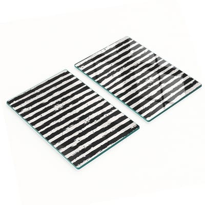 Set van gehard glazen snijplanken met een gestreept patroon, 2x40x52 cm