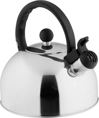 Waterkoker RVS - Thee Ketel - Water Koken - Fluitend Signaal - 2.5 Liter - Zilver Zwart