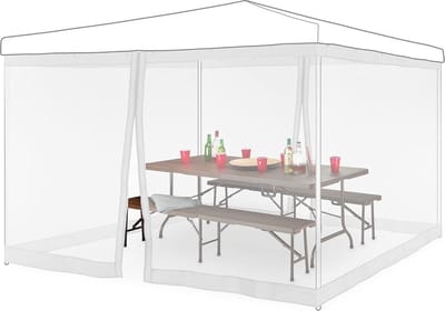Muggennet zijwanden voor 3x3 m partytent - Set van 2 klamboe zijpanelen met klittenbandsluiting - XL muggengaas wit