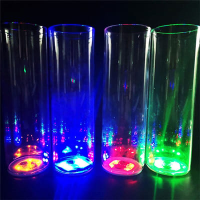 4x Lichtgevende onderzetters - LED - Sfeervolle verlichting - Glazen onderzetters - Tafel decoratie - Feestversiering - Blauw - Jonyx