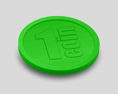 Reliëfmunten 1 Coin 29mm / Consumptiemunten / Betaalmunten (per 250 stuks) - FLUOR GROEN