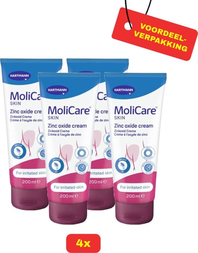 4X Molicare® Skin Zinkoxide Crème - 4 x 200ml - Voordeelverpakking!