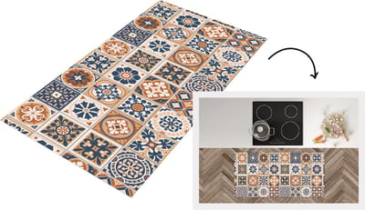 Keukenloper - Loper keuken - Tegels - Patronen - Middellandse Zee - 120x60 cm - Keukenloper vinyl