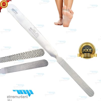 Voetvijl Dubbelzijdig - Eeltverwijderaar Pedicure - Voetverzorging Thuis - Professionele Kwaliteit RVS - 175 cm Lang - Zilverkleurig