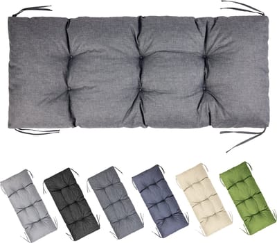 Garronda Bankkussen 120x50 cm – 10 cm dik – Waterafstotend & UV-bestendig – met Banden – Grafiet GD-AM-Bono