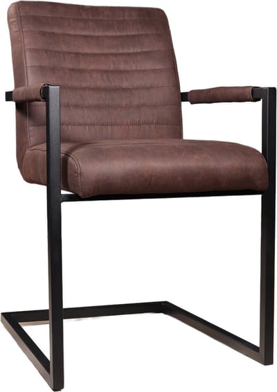 SET DEAL: 4 stuks Eetkamerstoel met armleuning bruin Noor industrieel design eetstoel zetel