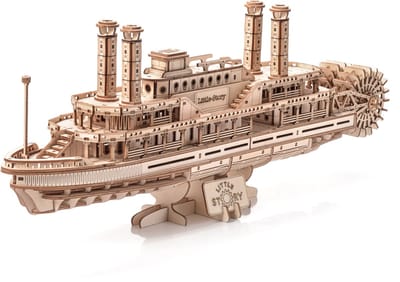 Bouwpakket DIY 3D Puzzle Stoomboot Riverboat Missisippi van hout- 44,7 cm- 384 onderdelen
