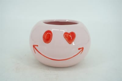 HomeBound by KY | Aardewerk vaas smiley | bloemenvaas | vaas smiley