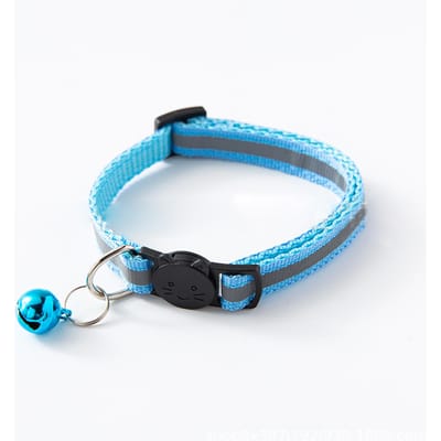 Huisdier Bel Halsband Veiligheidsgesp Verstelbare Reflecterende Kattenhalsband met Bel voor Honden Puppies hemelsblauwe kleur