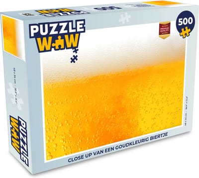 Puzzel Close up van een goudkleurig biertje - Legpuzzel - Puzzel 500 stukjes