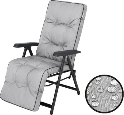 Hobbygarden Tuinkussen Ilona Grijs voor hoge rug tuinstoelen - Waterafstotend - UV bestendig