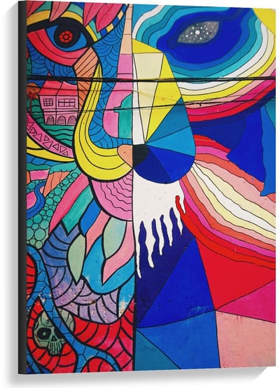 Canvas  - Dier van Gekleurde Figuren - 60x90cm Foto op Canvas Schilderij (Wanddecoratie op Canvas)