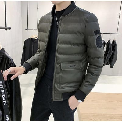 Heren Katoenen Jassen, Heren Leren Jassen, Katoenen Jassen, Trendy Herenjassen, Werkkleding Donsjassen, Knappe Verdikte Leren Korte Modellen XXXXL gray